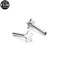 Piercing labret de titanio ASTM F136 en forma de estrella con acabado plata pulida - Estrella de Cinco Puntas (G23TI534) / 6mm / Plateado