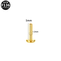 Golden G23 titanium labret post piercer with 1.2mm thickness and 5mm length base - 1.2mmx5mm / Gold