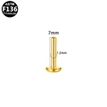 Golden ASTM F136 titanium labret stud post with flat base for ear and lip piercing - 1.2mmx7mm / Gold