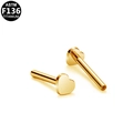 ASTM F136 titanium gouden hart labret sieraad met platte achterkant en schroefdraad - Hartvorm (G23TI535) / 10mm / Goud