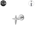 Piercing labret de estrella del norte en titanio G23 plateado con rosca interna pulida - Estilo De Estrella De Cuatro Puntas Plateada (G23LAI442-S1208048)