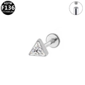 Pendiente de titanio ASTM F136 con circón triangular y detalle de rosca interna - Estilo De Triángulo Plateado Con Circonita (G23LAI448-S1208060)