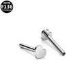Gepolijste ASTM F136 titanium hartvormige labret met platte achterkant en schroefdraad - Hartvorm (G23TI535) / 10mm / Zilver