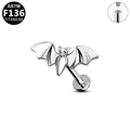 Silver G23 titanium bat shaped internally threaded lip stud and labret piercing jewelry - Bat Style (G23LAI391-S1208095) / Silver