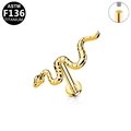Golden G23 Titanium Snake Labret Stud with Internal Threading and Flat Back Base - Snake Style (G23LAI392-G1208043) / Gold