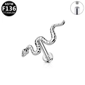 Silver F136 titanium snake labret stud with internal thread for ear and lip piercing - Snake Style (G23LAI392-S1208040) / Silver