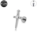 ASTM F136 titanium dagger piercing stud with clear zircon and internal threading - Dagger Style (G23LAI395-S1208110)