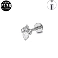 Stud labret en titane F136 avec couronne de zircone et filetage interne pour le piercing - Style Couronne Goutte d'Eau Argentée (G23LAI183-S1208133)