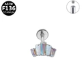 ASTM F136 titanium threaded labret stud with blue synthetic opal crown top decoration - Silver Multi-color Fan Shape (G23LAI182-SCL1208160)