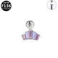G23 titanium labret stud with fan-shaped crown purple opal and internal threading - Silver Purple Fan Shape (G23LAI182-SP1208160)