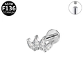 Clou d'oreille en titane ASTM F136 avec zircons marquise et filetage interne - Style Éventail Marquise Argenté (G23LAI380-S1208100)