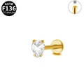 Piercing labret en titane F136 doré avec zircon en poire et détail de filetage interne - Style Goutte d'Eau Simple Doré (G23LAI453-G1208070)