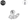 Titanium labret stud with curved row of square and round cubic zirconia stones - Silver Five-Stone Curved Shape (G23LAI185-S1208095)