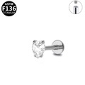 Clou d'oreille en titane F136 forme poire avec filetage interne et zircon cubique - Style Goutte d'Eau Simple Argenté (G23LAI453-S1208065)