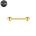 Golden G23 titanium barbell piercing jewelry with polished finish and spherical ends - Gold (G161605)