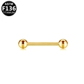 ASTM F136 titanium barbell piercing with smooth gold finish and round ball ends - Gold (G161405)