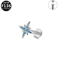 ASTM F136 titanium labret stud featuring a star shape set with blue cubic zirconia stones - Star Blue (G23LAI439-SBL1208145)