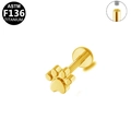 Golden G23 titanium cat paw labret stud with internal thread for lip or ear piercing - Gold Paw Print Style (G23LAI478-G1208053)
