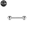 Polished ASTM F136 titanium straight barbell piercing with silver finish round ball ends - Silver (S160805)