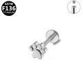 G23 titanium internally threaded labret stud featuring a polished silver paw print design - Silver Paw Print Style (G23LAI478-S1208048)