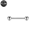 ASTM F136 titanium straight barbell piercing stud with high-polished silver finish - Silver (S161605)