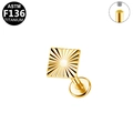 Piercing cuadrado de titanio dorado ASTM F136 con textura solar y rosca interna única - Estilo Cuadrado Dorado (G23LAI480-G1208073)