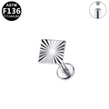 Piercing labret de titanio F136 de rosca interna con circonita cuadrada sol radiante - Estilo Cuadrado Plateado (G23LAI480-S1208070)