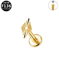 Piercing labret de titanio F136 dorado con diseño de rombo radiante y rosca interna - Estilo de Rombo Dorado (G23LAI481-G1208073)