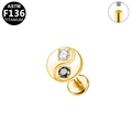 Gouden Yin Yang labret piercing van F136 titanium met interne schroefdraad - Gouden Yin Yang Stijl (G23LAI482-G1208083)