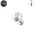 F136 titanium yin yang labret piercing met zwarte en heldere zirkonia steen - Zilveren Yin Yang Stijl (G23LAI482-S1208080)