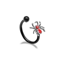 Gothic black spider ring with vibrant red gemstones in a minimalist open adjustable design - Black Red Rhinestone Spider Style (LA25020801-2)