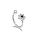 Gothic silver horseshoe piercing with spider web charm and black gemstone inlay - Silver Black Rhinestone Spider Web Style (LA25020801-5)