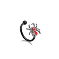 Piercing de aro negro gótico con araña plateada y detalles de cristales rojos - Estilo Araña Roja (LA25021001-2)