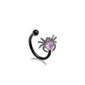 Piercing de araña negra con cristal rosa en forma de corazón sobre fondo blanco - Estilo Araña Corazón Rosa (LA25021001-4)