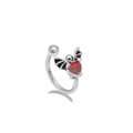 Piercing naso gotico argento con ali di pipistrello teschio e cuore rosso - Stile Cuore Rosso Pipistrello (LA25021001-5)