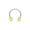 Polished silver horseshoe piercing jewelry with vibrant yellow decorative beads - Neon Yellow Bead (NP25020902-3)