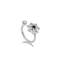 Piercing labbro a ragnatela argento con perla nera stile punk su sfondo bianco - Stile ragnatela con pietra nera (LA25021001-6)
