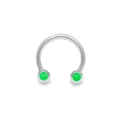 Silver horseshoe body piercing jewelry with vibrant green round beads for daily wear - Green Bead (NP25020902-5)