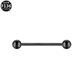 Schwarzes ASTM F136 Titan-Industrial-Piercing mit zwei runden Kugeln an einem geraden Stab - Schwarz (B123505)