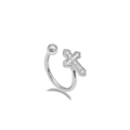 Anello al naso in acciaio argentato con croce impreziosita da zirconi lucidi - Stile Croce Piena di Strass (LA25021001-7)