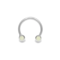 Silver circular barbell piercing with pale yellow cabochon ends for nose and ear - Light Blue Bead (NP25020902-6)