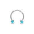 Silver circular barbell piercing with two turquoise cabochon stone ball ends - Turquoise Color Bead (NP25020902-7)