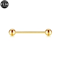 Polished ASTM F136 titanium gold barbell stud piercing with smooth ball ends - Gold (G123505)