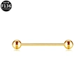 Polished gold ASTM F136 titanium industrial barbell for ear piercings with ball ends - Gold (G123805)
