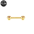 Gold-plated ASTM F136 titanium straight barbell piercing for tongue or nipple - Gold (G160605)