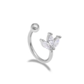 Silver crown butterfly labret stud with three marquise-cut sparkling zircons - Crown Rhinestone Style (LA25021101-4)