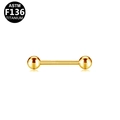 ASTM F136 titanium barbell piercing in polished gold finish for tongue or nipple - Gold (G160805)