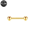 G23 titanium straight barbell piercing with gold finish and polished spheres - Gold (G161205)