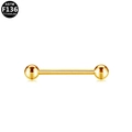 Polished ASTM F136 titanium straight barbell piercing stud in gold finish for ear or body - Gold (G161805)