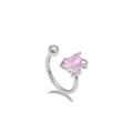 Surgical steel butterfly piercing ring with pink heart zircon in a saturn style - Pink Planet Heart Style (LA25021101-11)